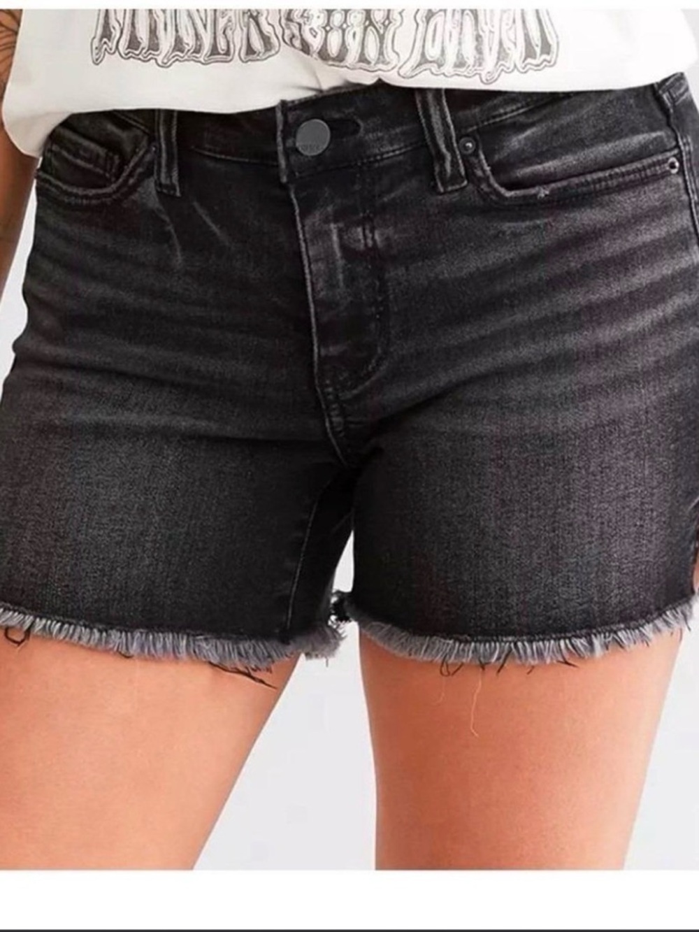 BKE Payton Stretch Short Black Faded Denim